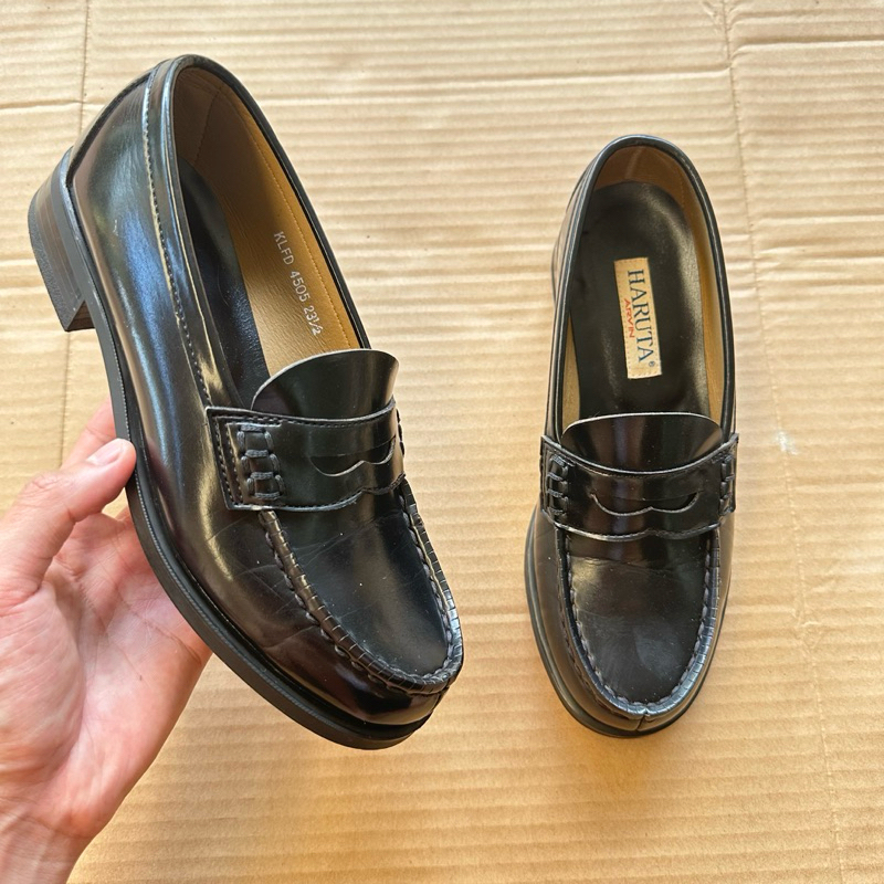 Giày Penny Loafer Nữ Hiệu Haruta Size 37 Màu Đen Made In Japan 2hand