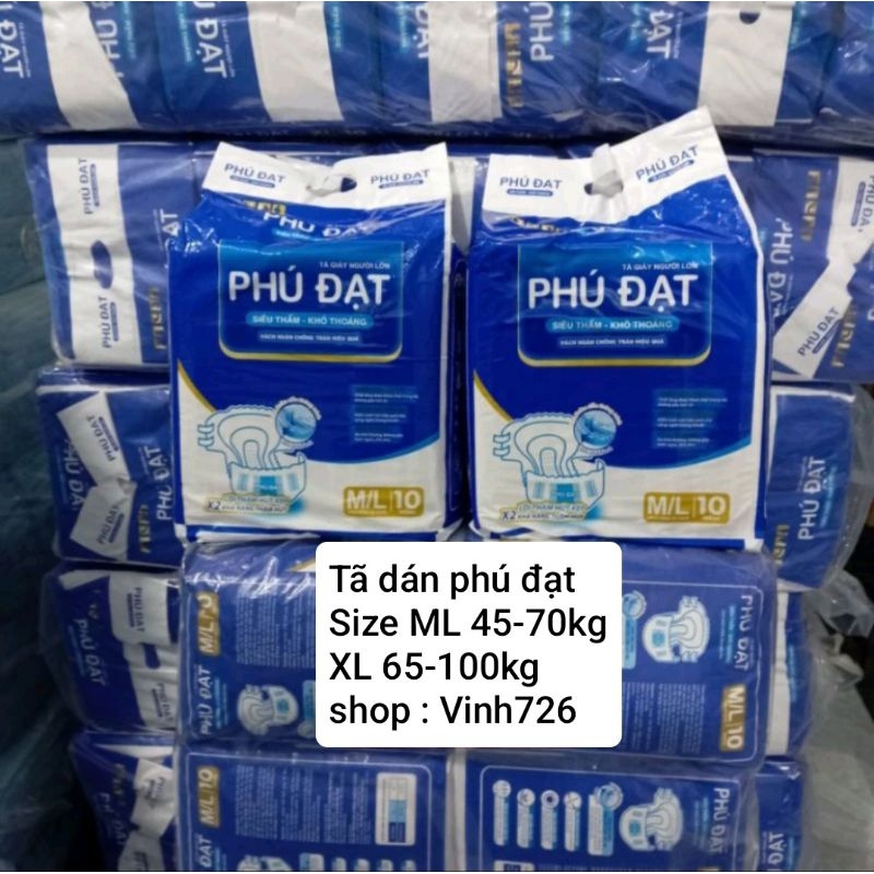 Bỉm dán phú đạt có vách chống chào ML: 45-70kg - XL : 65-100kg mềm mại siêu thấm hút