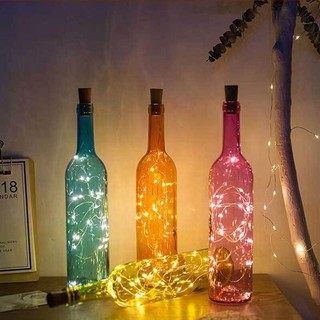 Dây Đèn LED Đom Đóm Đính Nút Chai Fairy Light 20led xài pin lung linh trang trí chai thủy tinh, decor quán cafe cực đẹp