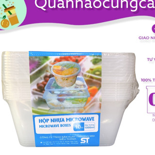 10 Hộp thực phẩm microware, hộp nhựa vuông ST dùng 1 lần kèm nắp tiện lợi-quannaocungcan126
