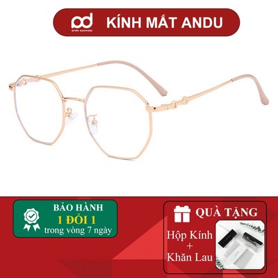 Gọng kính cận thời trang nam nữ ANDU dáng đa giác chống tia UV chất liệu kim loại cao cấp - 01312