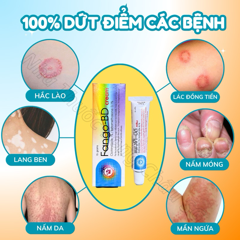 Kem Bôi Lang Ben Fango-B Thái Lan, Trị Hắc Lào, Nấm Da, Mẩn Đỏ, Ngứa, Tái Tạo Da (15gr) - chuẩn thái