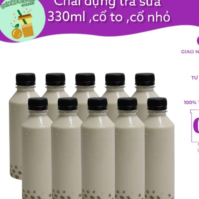 50 chai  nắp đen dung tích 330ml nhựa PET đựng trà sữa, nước ép, chịu nhiệt tốt - Quán nào cũng cần