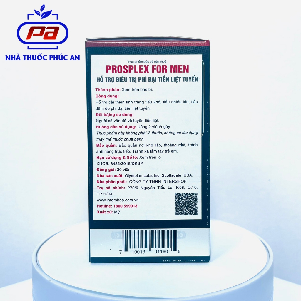 Viên uống hỗ trợ tiền liệt tuyến Prosplex For Men Olympian Labs 30 viên tăng sinh lý, giảm tiểu đêm