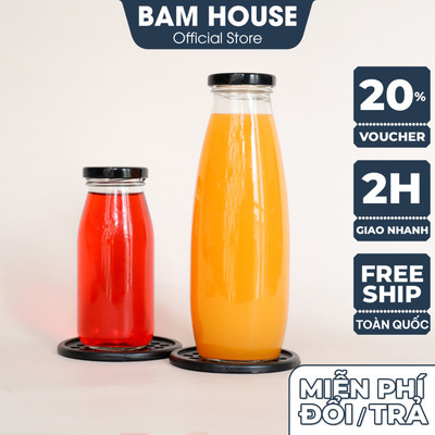 Combo 5 Chai thủy tinh cao bầu Bam House nắp thiết dung tích 250ml 500ml cao cấp CSNT04