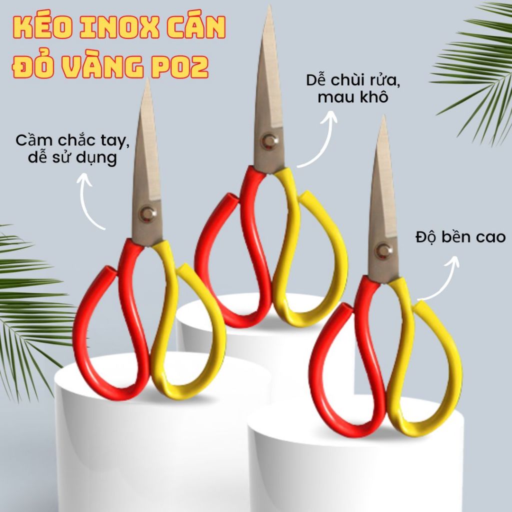 Kéo inox  cắt cành cán đỏ vàng (Vườn Sài Gòn - Vuon Sai Gon)