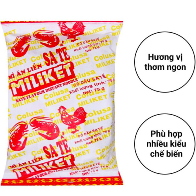 ( Thùng 30 gói ) Mì satế Miliket giấy 75gr