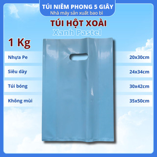 [1kg túi hột xoài PE – Màu xanh pastel – đủ size] Chất liệu nhựa PE bóng mịn – dẽo dai – Giá xưởng – 5 Giây