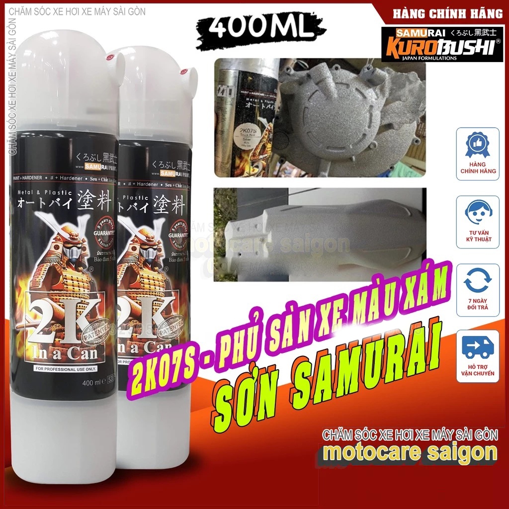 Chai Sơn xịt Samurai 2K07S PHỦ SÀN XE TẢI - PU - 2K07S (MÀU BẠC)