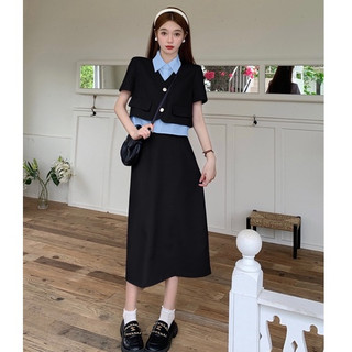 Sét Công Sở 3 màu Phong Cách JARI-CLOTHES Thiết Kế Phối Cổ Sơmi + Chân Váy Dài Đi Làm