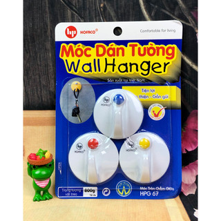 Móc dán tường đóng đinh chịu lực - Móc tròn chấm giữa HPG67 - Móc dán dính tường trang trí nhà cửa tiện lợi