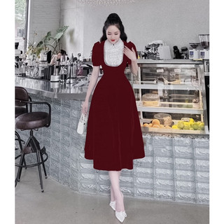 Đầm Nhung Phối Ren 2 Kiểu Ngắn Dài JARI -CLOTHES Sang Chảnh Dành Cho Bạn Gái.