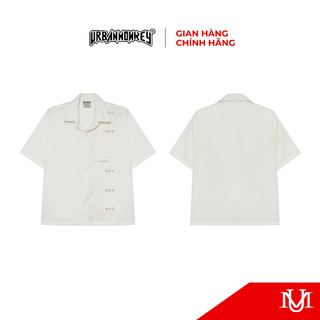 Áo Sơ Mi Shirt Unisex URBAN MONKEY " Pleated Boxy Shirt Cream " Chất Liệu Vải Kate Cao Cấp Phối Màu Kem
