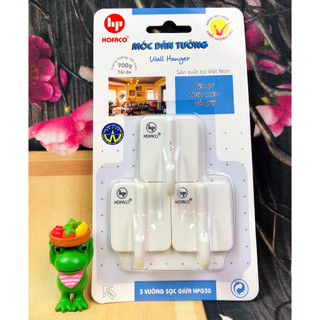 Móc dán tường bằng nhựa cao cấp HOFACO - Móc 3 vuông sọc giữa HPG30