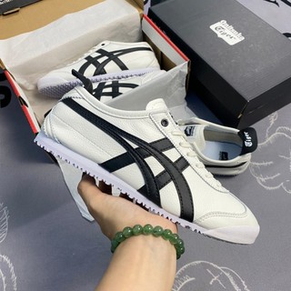 Giày thẻ thao onitsuka tiger trắng vệt đen đế răng cưa da cao cấp phong cách basic dễ phối đồ