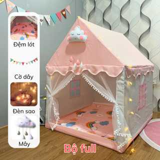 Lều cho bé, lều ngôi nhà cao cấp vải cotton khung kim loại Bear's 02