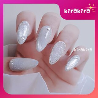 Nailbox móng giả thiết kế nail box – Mẫu mắt mèo kim cương đính đá rắc [KIRAKIRA]