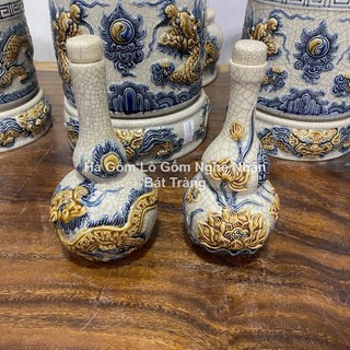 Nậm rượu thờ cúng 2 bầu men rạn chuẩn bát tràng - nghệ nhân chế tác
