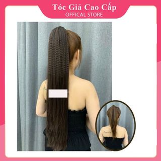 Tóc giả ngoặm thẳng dài 60cm bấm phồng chân tóc, loại đẹp