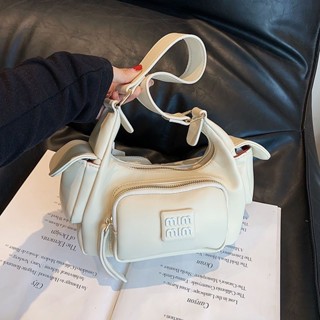 Túi xách nữ Miu Miu đeo vai kẹp nách thiết kế sang chảnh nhiều túi màu đen trắng size 22cm mẫu mới