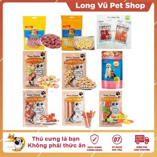 Thức ăn cho chó mèo gói 100g , Bánh thưởng cho chó mèo, Đồ ăn vặt cho chó mèo - Long Vũ Pet Shop