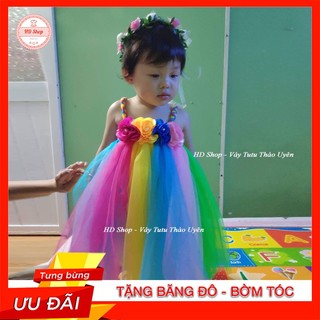 Đầm công chúa cho bé quai tết bẩy sắc hoa voan cho bé gái 1 tháng đến 10 tuổi