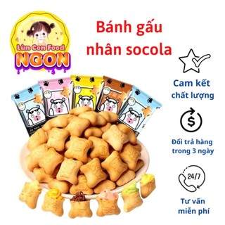Bánh gấu nhân socola , sữa , kem , dâu thơm ngon gói mini - lùn con food
