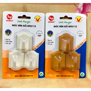 Móc dán treo tường bằng nhựa cao cấp Hofaco - Móc vân gỗ HPG113 trang trí dán tường tiện lợi