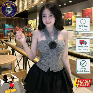  Set Váy Nữ Dạ Xám Hoa Trà Cúp Ngực 💙 Chất Dày Dặn Sexy Girl Chuẩn Form 