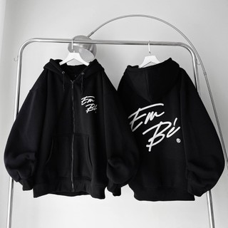 Áo hoodie zip Chữ Em Bé bigsize nữ xinh Hàn Quốc form rộng thời trang