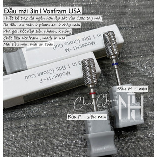  Đầu mài titan 3in1 ít bụi ,đầu mài phá đầu mài mịn mài móng bột mài gel 