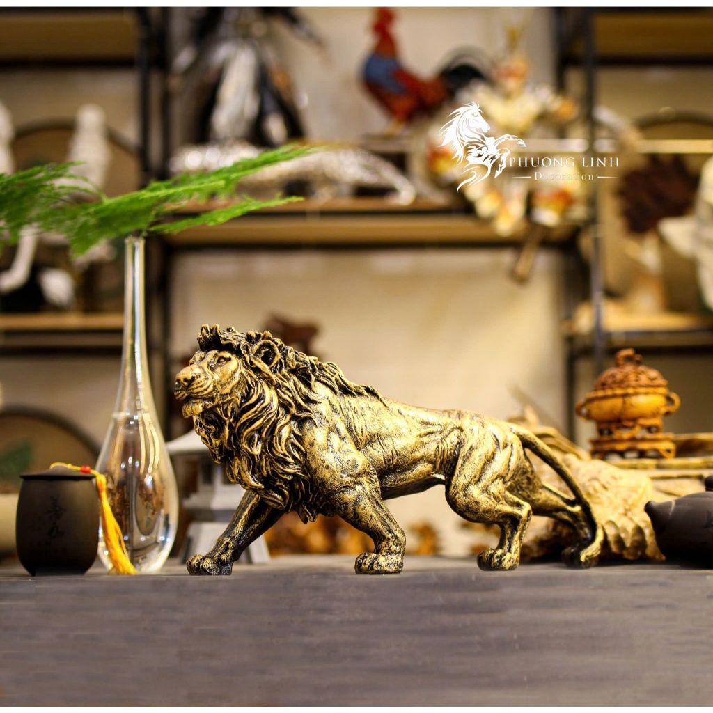 Tượng Sư Tử Oai Phong Gamora Decor trang trí bàn làm việc, phòng khách sang trọng Gamora Decor