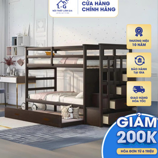 GIƯỜNG TẦNG GỖ THÔNG NHẬP KHẨU NGANG 1M/1M CÓ CẦU THANG HỘC KÉO BÊN HÔNG [ GIAO HỎA TỐC HCM]