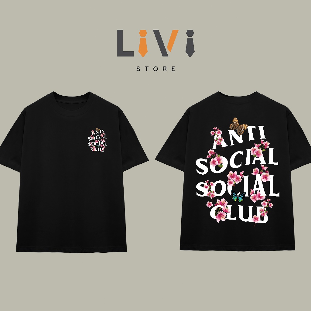 Áo thun Anti Social Hoa đào AT150 form rộng nam nữ phong cách street style – LiVi Store