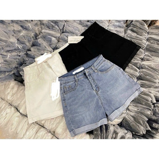 Shorts bò trơn gấp gấu-045