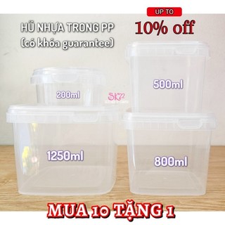 [Mua 10h TẶNG 1h]🏷SET 10 HŨ NHỰA TRÒN TRONG PP 200ml/500ml/800ml/1250ml(có guarantee) (ĐỰNG ĐƯỢC THỨC ĂN)