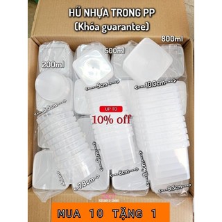 [Mua 10h TẶNG 1h]🏷SET 10 HŨ NHỰA TRÒN TRONG PP 200ml/500ml/800ml/1250ml(có guarantee) (ĐỰNG ĐƯỢC THỨC ĂN)