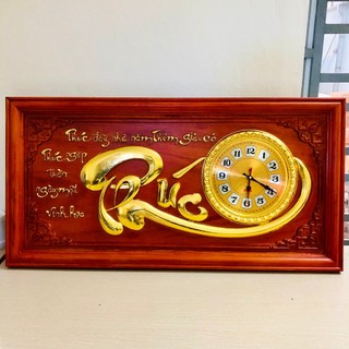 Tranh Đồng Hồ Chữ Phúc gỗ Hương Nam Phi kích thước 81 x 41 x 3 cm trang trí nhà cửa , treo tường