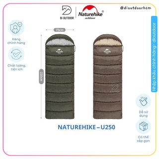 Túi Ngủ Mùa Đông Naturehike U250 NH20MSD07, Túi ngủ Cao Cấp Có Mũ Trùm, Lớp bông dày, Nhiệt Độ 5-15°C