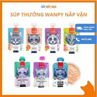 Súp Thưởng nắp vặn WANPY cho mèo - Súp thưởng nắp vặn dinh dưỡng tự nhiên dễ bảo quản 90g