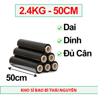 Màng pe đen 2.4kg 50cm lõi mỏng, dai, dính, bọc hàng - màng chít, màng co, màng nilon