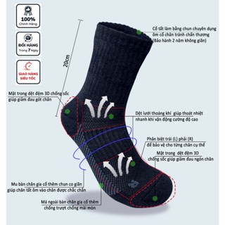 [XUẤT DƯ] Tất thể thao, tất cổ cao nam, cam kết cotton dày dặn mềm mại êm chân siêu bền, hàng dệt kim xuất khẩu Nhật