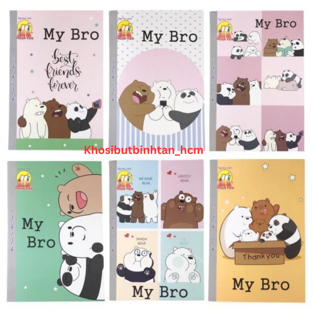 Lốc 5 quyển tập sinh viên My Bro Thuận Tiến 200 trang, vở sinh viên 200 trang khổ lớn, 60gsm, dòng k