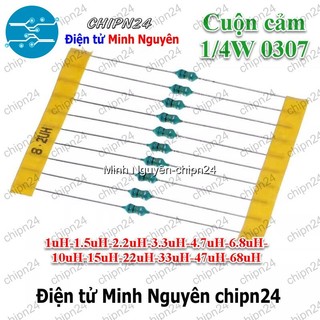 [10 cái] cuộn cảm vạch 1/4w dip 0307 (1uh/1.5uh/2.2uh/3.3uh/4.7uh/6.8uh/10uh/15uh/22uh/33uh/47uh/68uh) - [chọn loại]