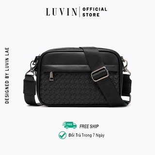 Túi Đeo Chéo Da Họa Tiết Caro In Nổi LUVIN, Không Gian Túi Rộng Chứa Nhiều Đồ,Thiết Kế Phù Hợp Giới Trẻ