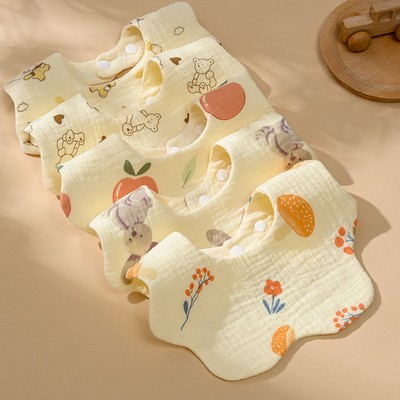 Yếm Tròn Hình Hoa Xô Muslin Siêu Mềm, Mịn Cho Bé Từ Sơ Sinh Đến Khi Ăn Dặm