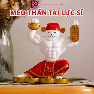  Tượng Mèo Thần Tài Lực Sĩ Cơ Bắp mang tài tài lộc may mắn cho gia chủ 