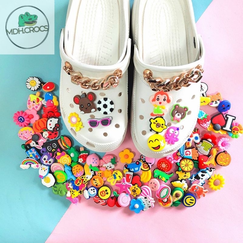 [ Phụ Kiện!!!] Set 10 Chiếc Jibbitz Sticker 2D Gắn Dép Cho Cả Nam Và Nữ [Có Sỉ Sll..]