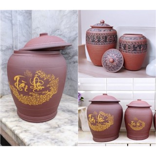 [10-15-20KG] HŨ ĐỰNG GẠO Phong Thủy Tài Lộc Hoa Đào Gốm Chuẩn Bát Tràng - Hút Ẩm Tốt Chống Côn Trùng