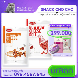 Snack cho chó phô mai cuộn cá hồi, thịt gà bowwow 120g